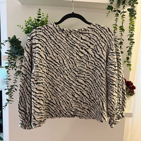 Zebra Print Cropped Long Sleeve Top - Picture 5 of 5